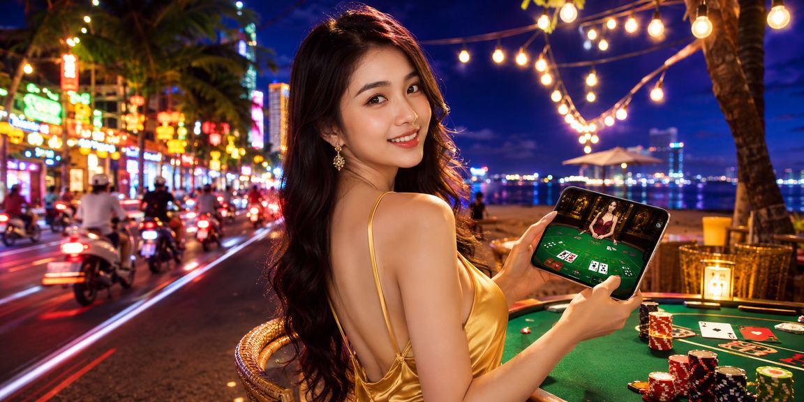 Không khí chợ đêm Nha Trang với người chơi tham khảo kết quả Baccarat trên điện thoại